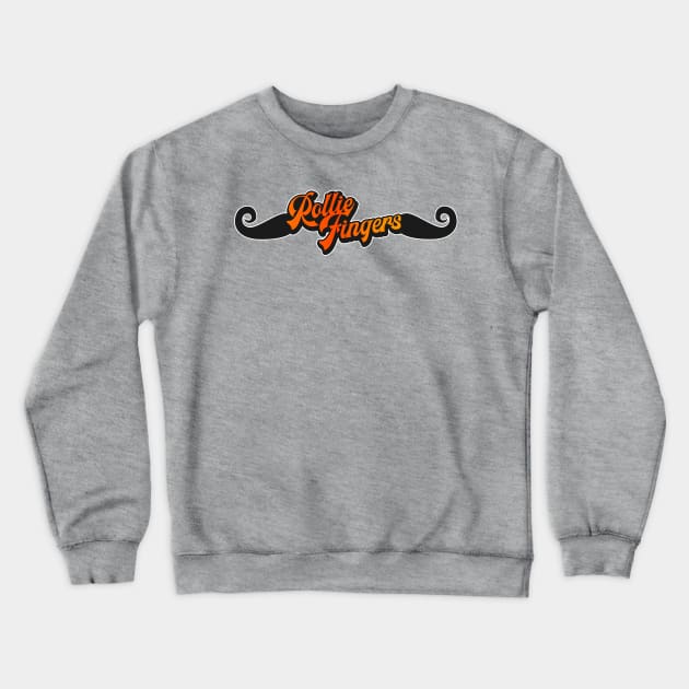 Retro Rollie Fingers Handlebar Mustache Tribute Crewneck Sweatshirt by darklordpug